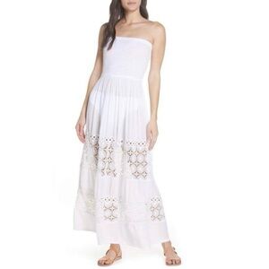 Chelsea 28 Farrah Smocked White Cover Up Maxi Dress Women’s Size Medium